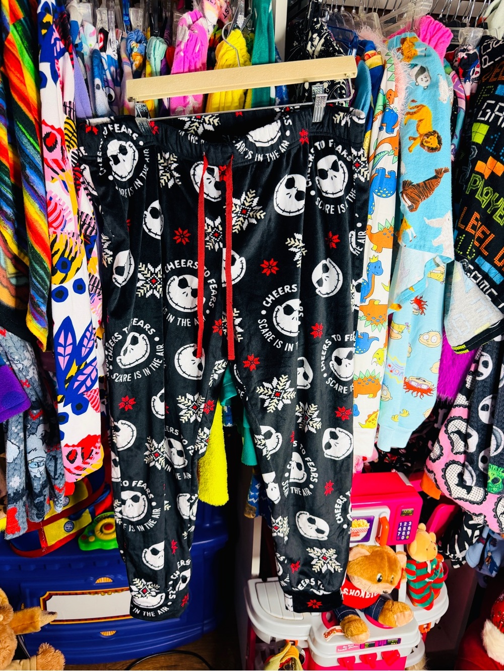 Disney Black and Red Jack Skellington Fleece Pajama Pants